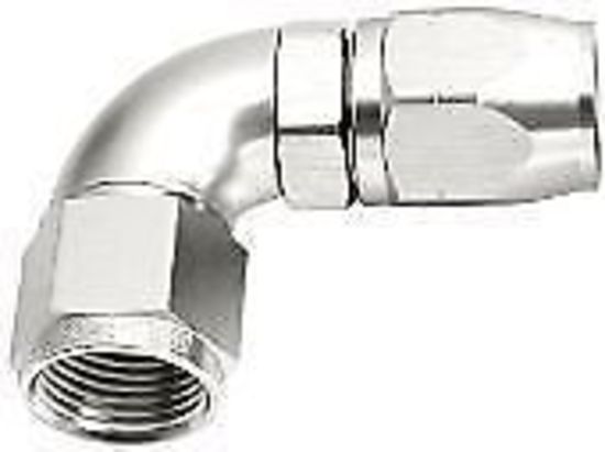 Aeroflow AF553-10S Alloy 90 Deg Hose End -10AN Silver Cutter Style Ful Swivel