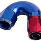 Aeroflow AF555-04 Alloy 150 Deg Hose End -4AN Blue Cutter Style Full Flow