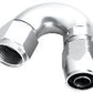 Aeroflow AF555-04S Alloy 150 Deg Hose End -4AN Silver Cutter Style Full Flow