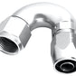 Aeroflow AF555-06S Alloy 150 Deg Hose End -6AN Silver Cutter Style Full Flow
