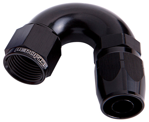 Aeroflow AF555-08BLK Alloy 150 Deg Hose End -8AN Black Cutter Style Full Flow