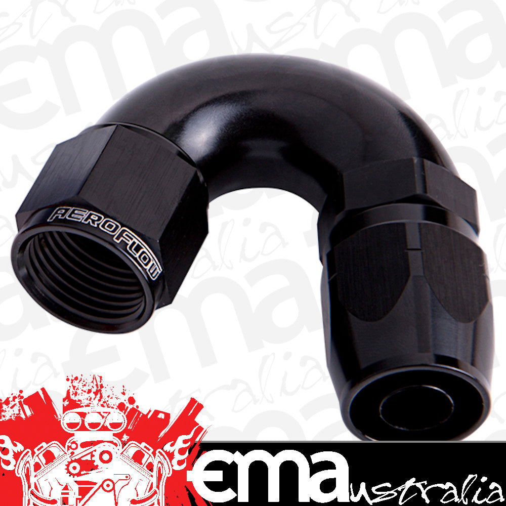 Aeroflow AF555-16BLK Alloy 150 Deg Hose End -16AN Black Cutter Style Full Flow