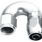 Aeroflow AF556-04S Alloy 180 Deg Hose End -4AN Silver Cutter Style Full Flow