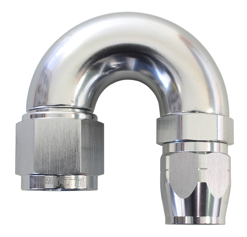 Aeroflow AF556-08-10S Stepped 180 Deg Hoseend -8 Hosto -10AN Reducer Hose End Silv
