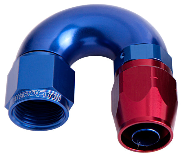 Aeroflow AF556-16 Alloy 180 Deg Hose End -16AN Blue Cutter Style Full Flow