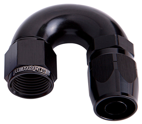 Aeroflow AF556-16BLK Alloy 180 Deg Hose End -16AN Black Cutter Style Full Flow