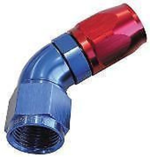 Aeroflow 100 & 450 series braided hose Alloy 60 Deg End -8AN Blue Cutter Style Full Swivel Aeroflow Performance Products AF558-08