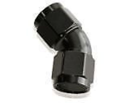 Aeroflow AF563-04BLK -4AN 45 Deg Swivel Coupler Black Billet Full Flow 1 Piece