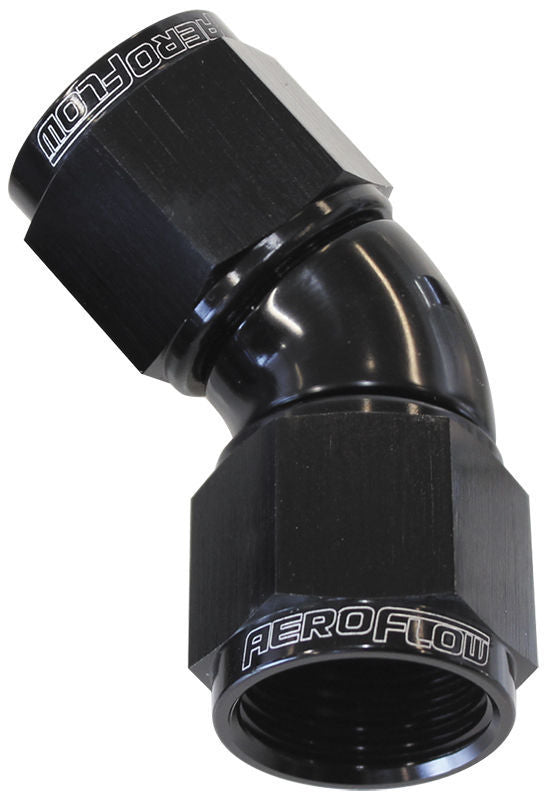 Aeroflow AF563-06BLK -6AN 45 Deg Swivel Coupler Black Billet Full Flow 1 Piece