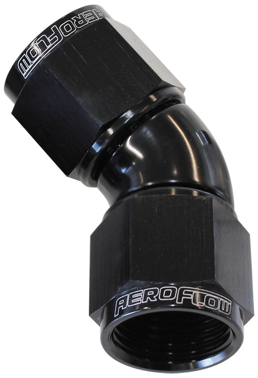 Aeroflow AF563-12BLK -12AN 45 Deg Swivel Coupler Black Billet Full Flow 1 Piece