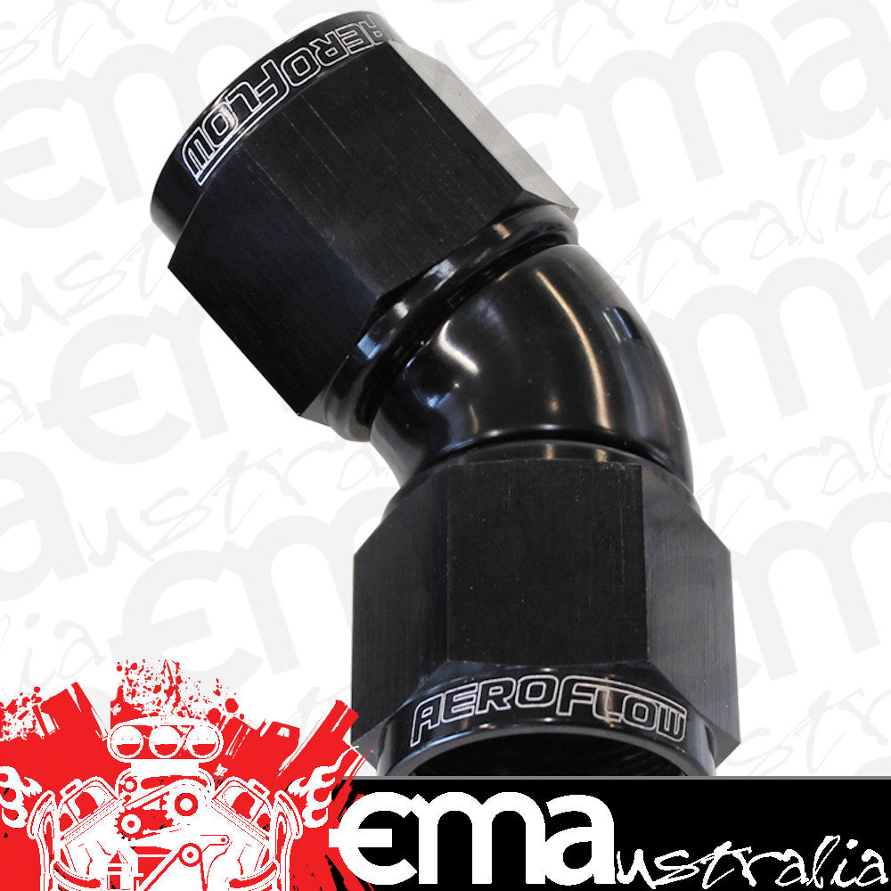 Aeroflow AF563-12BLK -12AN 45 Deg Swivel Coupler Black Billet Full Flow 1 Piece