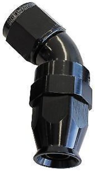 Aeroflow AF572-04DBLK 45 Deg -4AN Full Flow Teflon Hose End Black 1 Piece Fullflo
