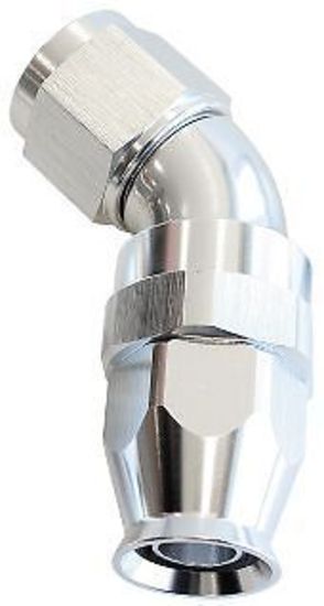 Aeroflow AF572-06DS 45 Deg -6AN Full Flow Teflon Hose End Silver 1 Piece Fullfl