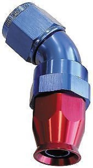 Aeroflow 200 & 250 series braided hose 45 Deg -10AN Full Flow Teflon End Blue 1 Piece Fullflow Aeroflow Performance Products AF572-10D