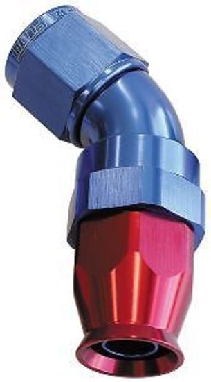 Aeroflow 200 & 250 series braided hose 45 Deg -12AN Full Flow Teflon End Blue 1 Piece Fullflow Aeroflow Performance Products AF572-12D