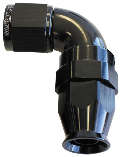 Aeroflow 200 & 250 series braided hose 90 Deg -4AN Full Flow Teflon End Black 1 Piece Fullflo Aeroflow Performance Products AF573-04DBLK