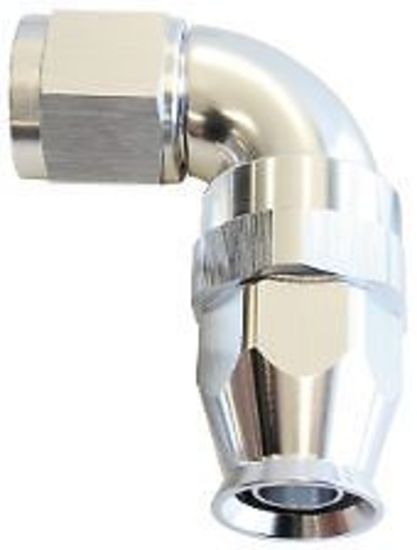 Aeroflow AF573-04DS 90 Deg -4AN Full Flow Teflon Hose End Silver 1 Piece Fullfl