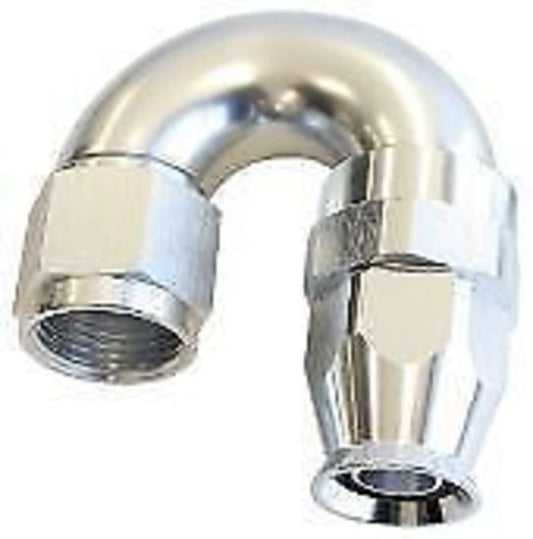 Aeroflow 200 & 250 series braided hose 180 Deg -8AN Full Flow Teflon End Silver 1 Piece Fullfl Aeroflow Performance Products AF576-08DS