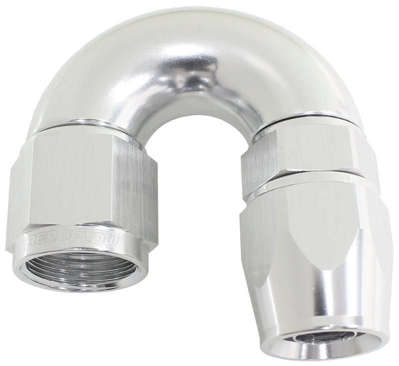 Aeroflow AF576-12DS 180 Deg -12AN Full Flow Teflon Hose End Silver 1 Piece Fullfl