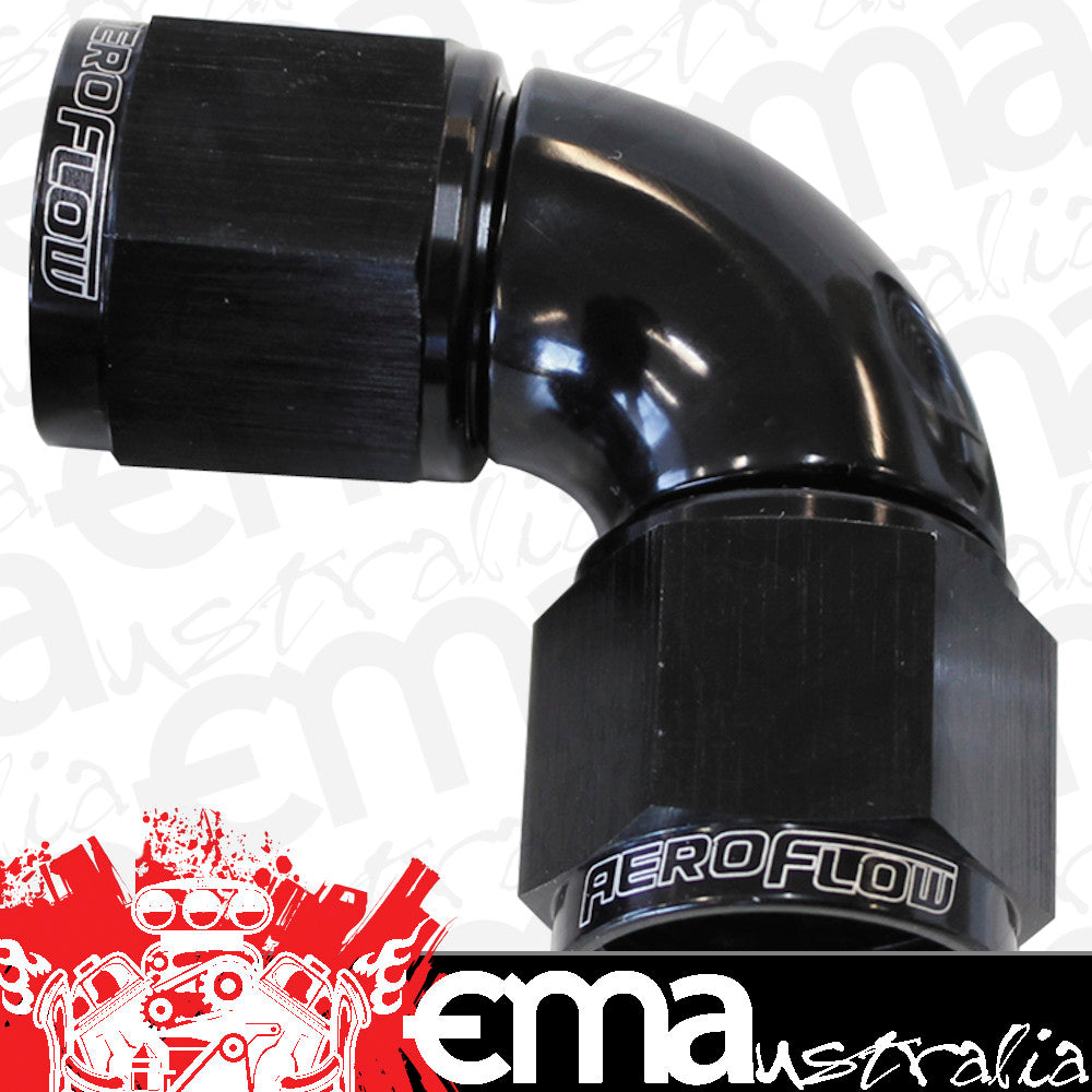 Aeroflow AF583-04BLK -4AN 90 Deg Swivel Coupler Black Billet Full Flow 1 Piece