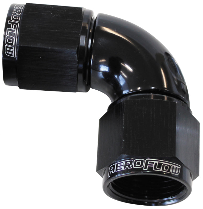 Aeroflow AF583-04BLK -4AN 90 Deg Swivel Coupler Black Billet Full Flow 1 Piece