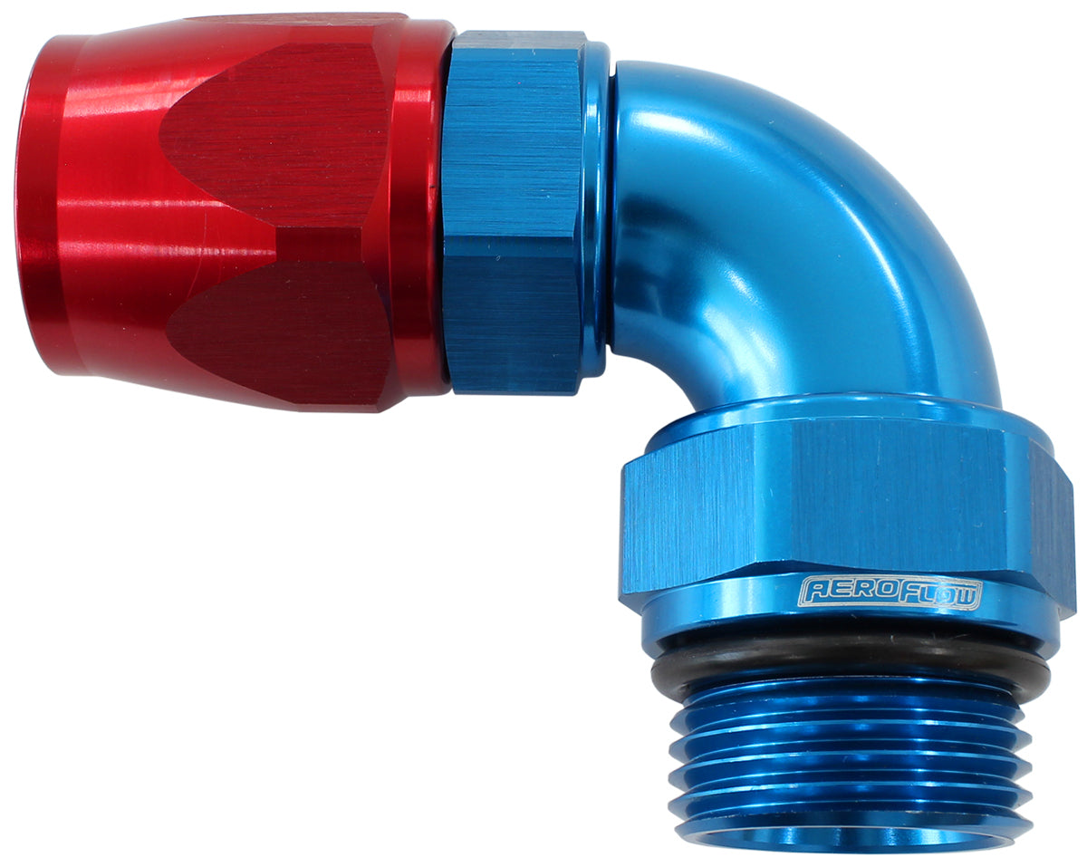 PTFE Male Hose End Adapter -6ORB to -6AN (Red/Blue Finish)