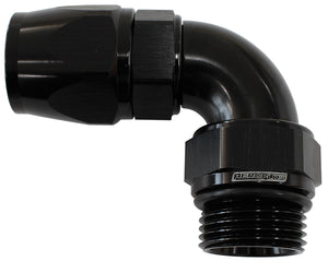 Aeroflow AF583-10-10DBLK Male End -10ORB to 10AN Telfonfull Flow Billet 90 Deg Black