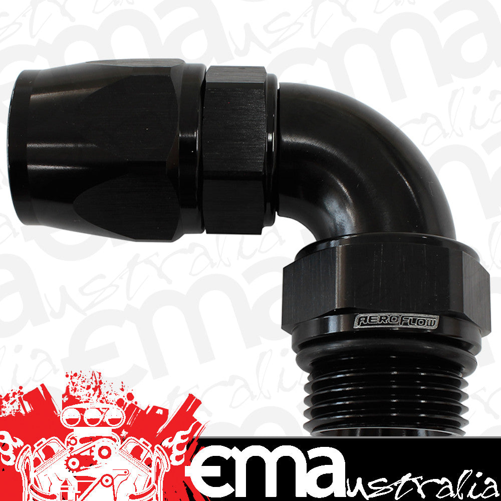 Aeroflow AF583-10-10DBLK Male End -10ORB to 10AN Telfonfull Flow Billet 90 Deg Black