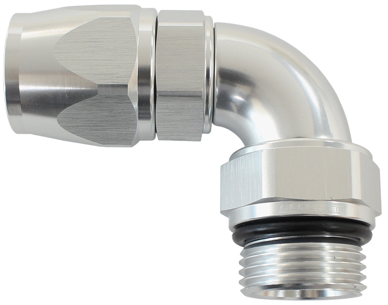 Aeroflow AF583-12-12DS Male End -12ORB to 12AN Telfonfull Flow Billet 90 Deg Silver