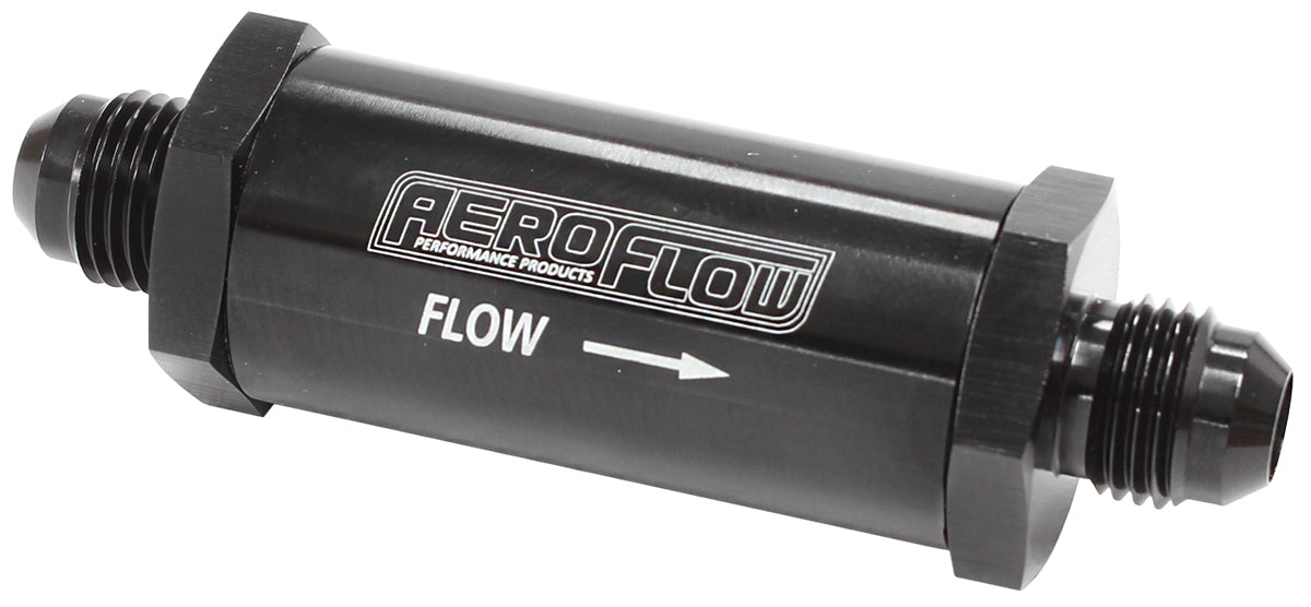 Aeroflow AF607-06BLK -6AN TURBO INLINE OIL FILTER BLACK 30 MICRON WASHABLE