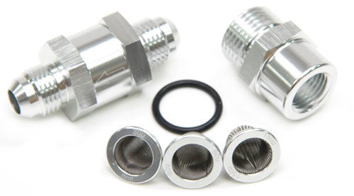 Aeroflow AF608-06S -6AN Inline Fuel & Oil Filter Silver 3x Filter 30 80 150 Mic