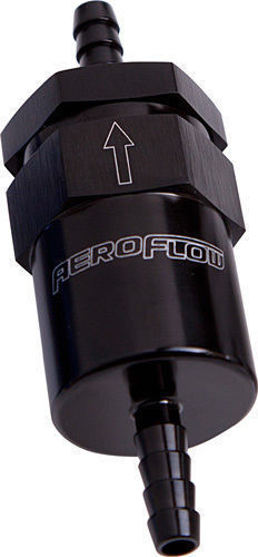 Aeroflow Performance Products AF610-05BLK Billet Fuel Filter 5/16" Barb Black 30 Micron Bronze Filter