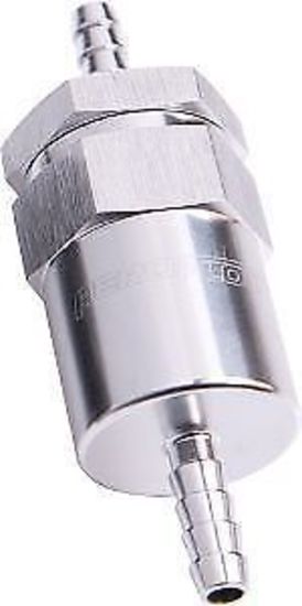 Aeroflow AF610-06S Billet Fuel Filter 3/8" Barb Silver 30 Micron Bronze Filter