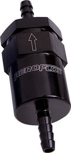 Aeroflow AF610-08BLK Billet Fuel Filter 1/2" Barb Black 30 Micron Bronze Filter