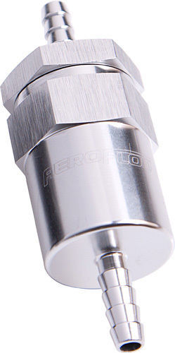 Aeroflow AF610-08S Billet Fuel Filter 1/2" Barb Silver 30 Micron Filter