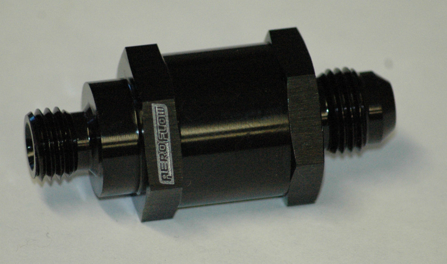 Aeroflow AF615-06BLK M12 x 1.5mm x -6AN Checkvalve Black Male to Male Bosch Pump