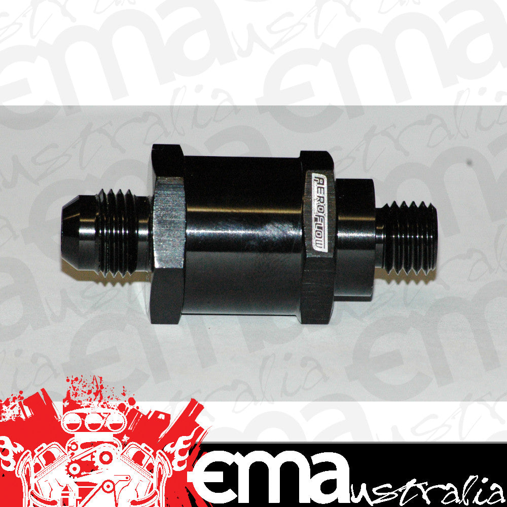 Aeroflow AF615-08BLK M12 x 1.5mm x -8AN Checkvalve Black Male to Male Bosch Pump