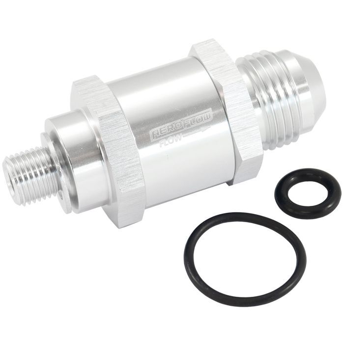 Aeroflow AF616-08S EFI Fuel Pump Check Valve -8AN (M10 x 1.00mm) Silver Finish