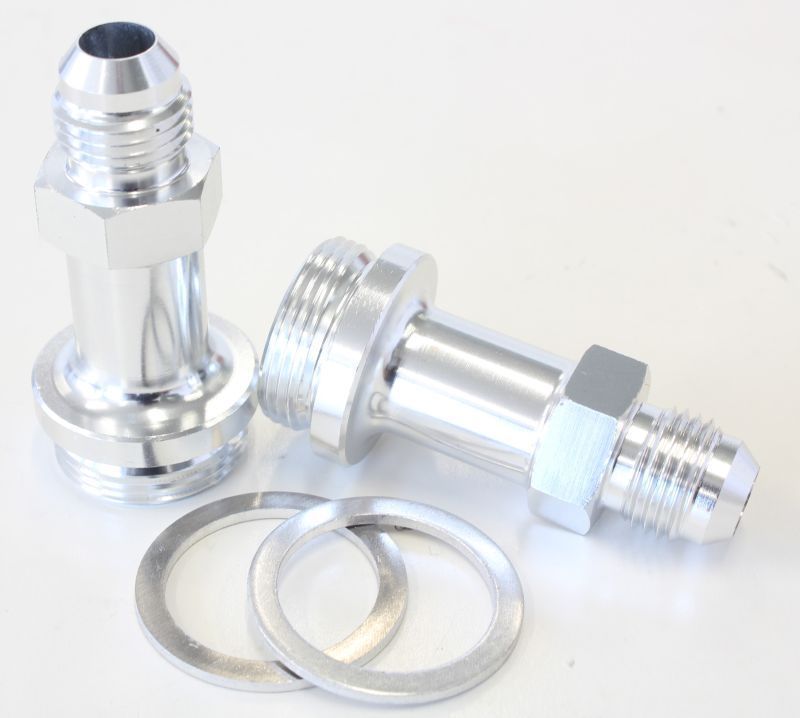 Aeroflow AF700-06-LS Holley Inlet Fitting -6AN Silver 7/8" x 20 to -6AN Long