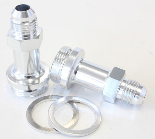 Aeroflow AF700-06-LS Holley Inlet Fitting -6AN Silver 7/8" x 20 to -6AN Long