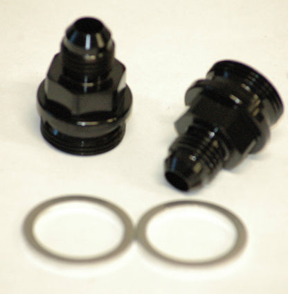 Holley Inlet Fitting -6AN Black 7/8" x 20 to -6AN Short Aeroflow Performance Products AF700-06BLK