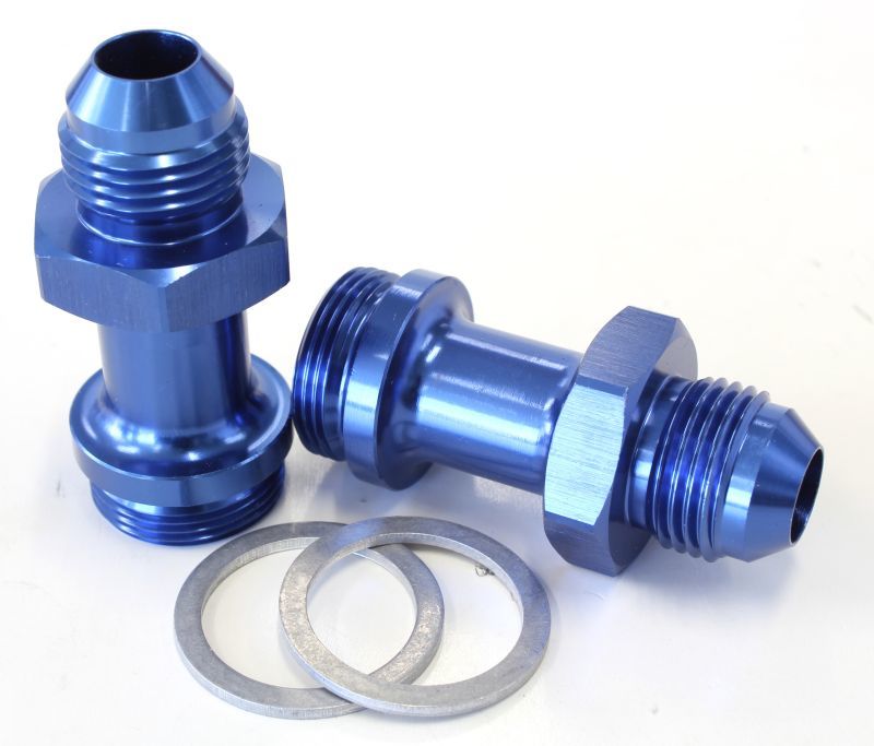 Aeroflow AF700-08 Holley Inlet Fitting -8AN Blue 7/8" x 20 to -8AN Long
