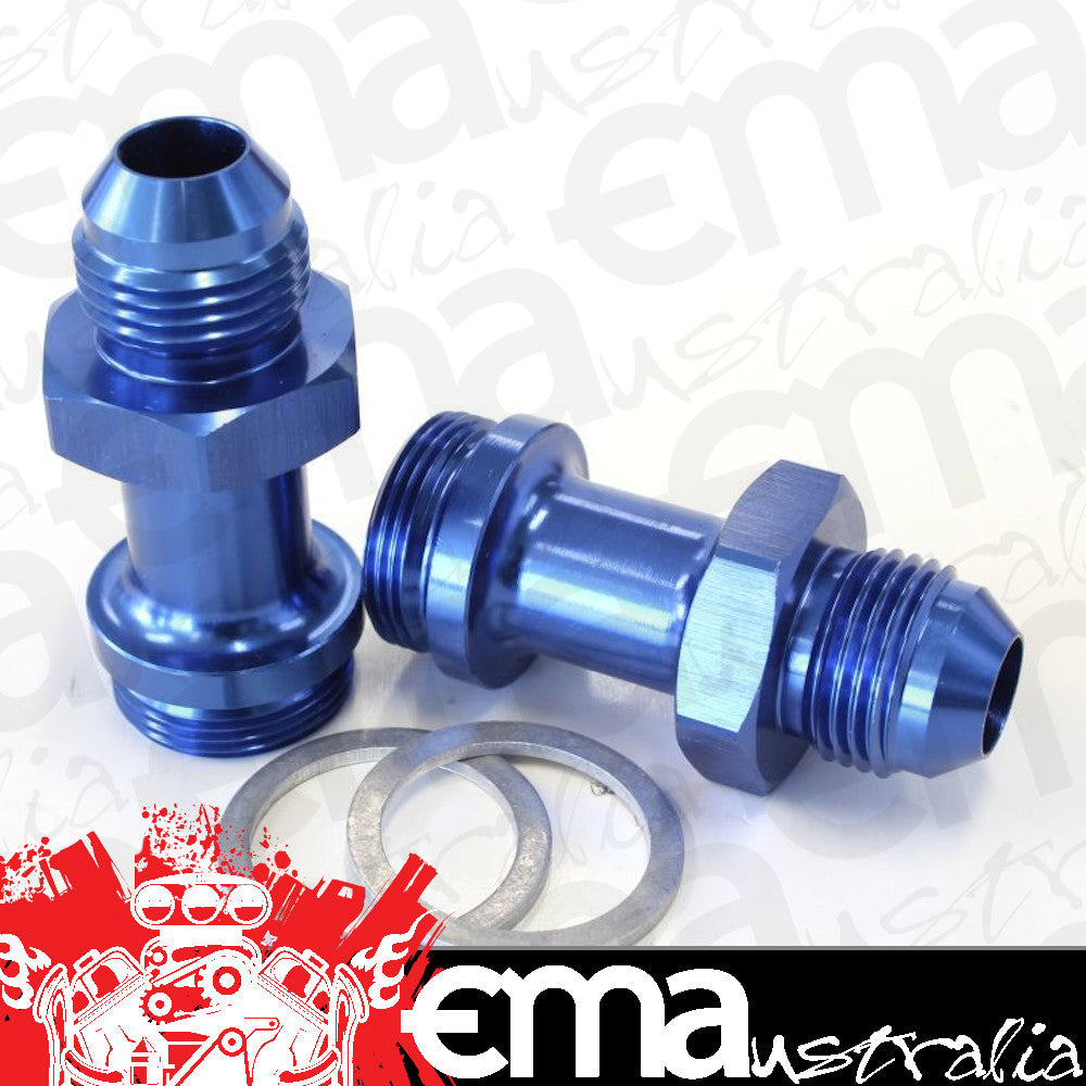 Aeroflow AF700-08 Holley Inlet Fitting -8AN Blue 7/8" x 20 to -8AN Long
