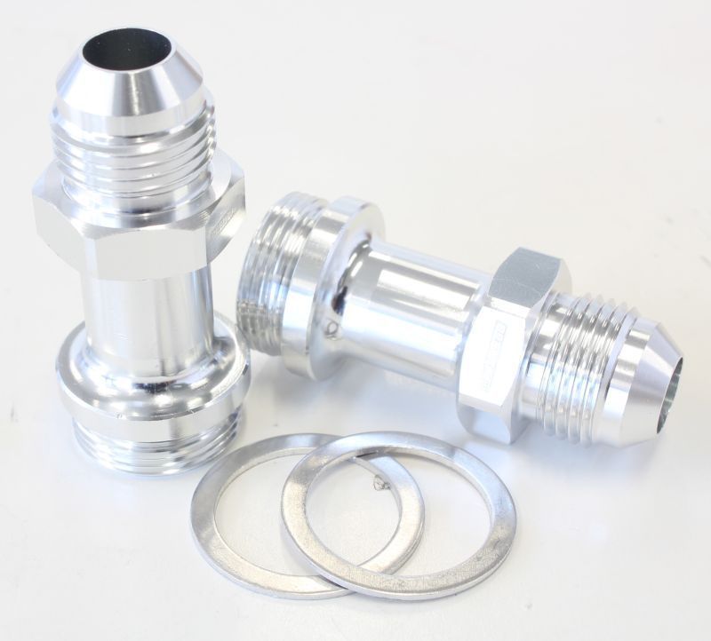 Aeroflow AF700-08S Holley Inlet Fitting -8AN Silver 7/8" x 20 to -8AN Long