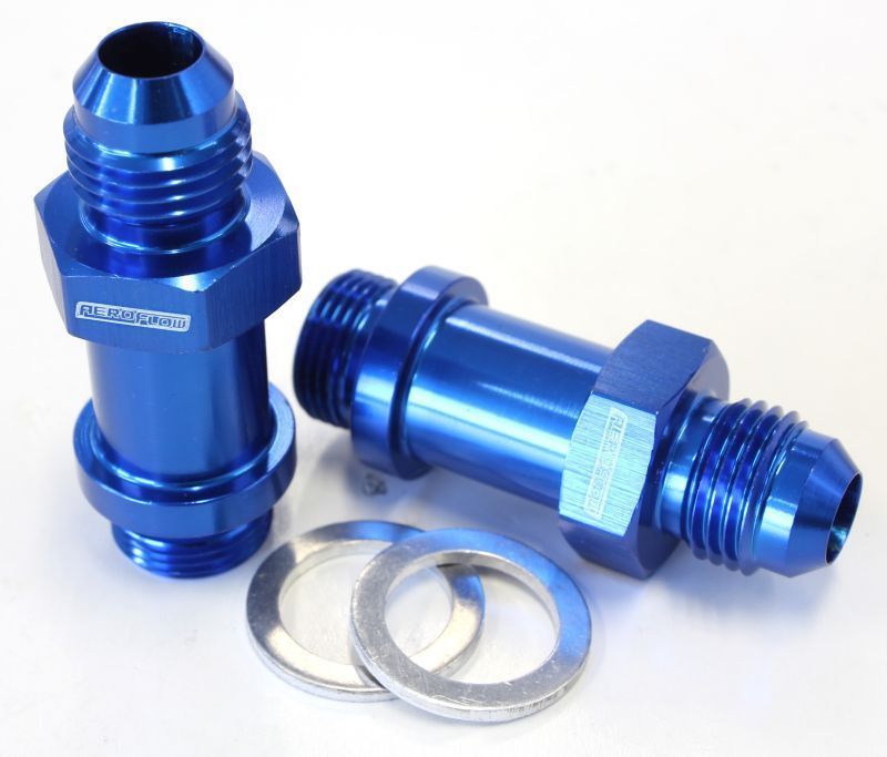 Aeroflow AF701-06-L Barry Grant Demon Inlet Fitting -6AN Blue 9/16" x 24 to -6AN Long