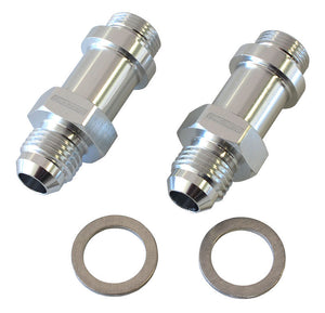 Aeroflow AF701-06-LS Barry Grant Demon Inlet Fitting -6AN Silver 9/16" x 24 to -6AN Long
