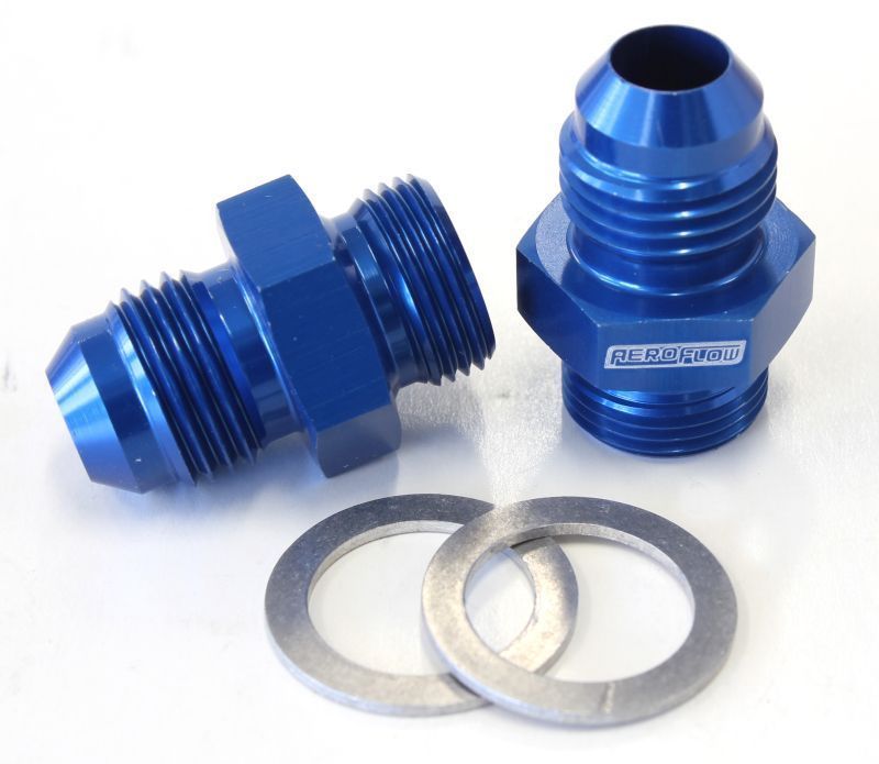 Aeroflow AF701-06 Barry Grant Demon Inlet Fitting -6AN Blue 9/16" x 24 to -6AN Short