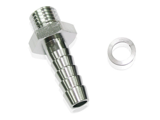 Aeroflow AF731-02S Metric M12 x 1.5mm to 3/8 Barb Silver Male M12x3/8" Male Barb
