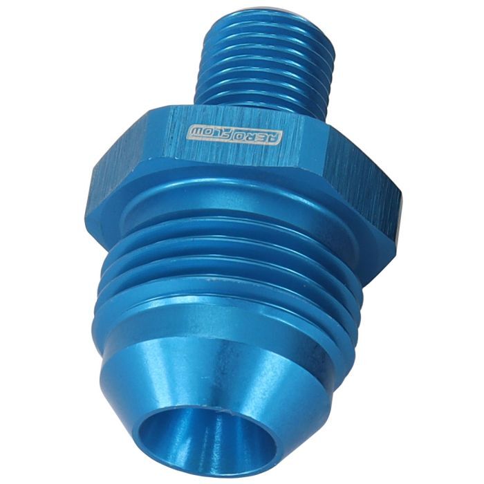 Aeroflow AF743-08 Metric to Male Flare Adapter M10 x 1mm to -8AN Blue Finish