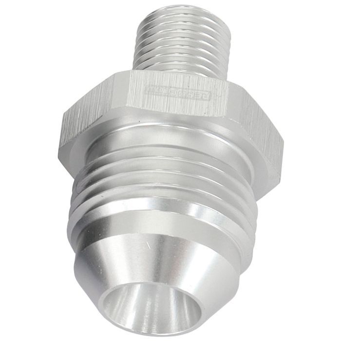 Aeroflow AF743-08S Metric to Male Flare Adapter M10 x 1mm to -8AN Silver Finish